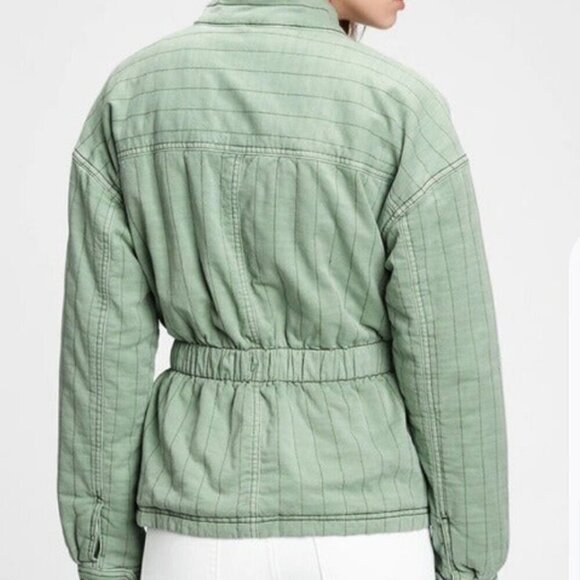 GAP Quilted Utility Jacket Casual Pockets Sage Green Cabincore Rustic Size Small - Picture 6 of 13
